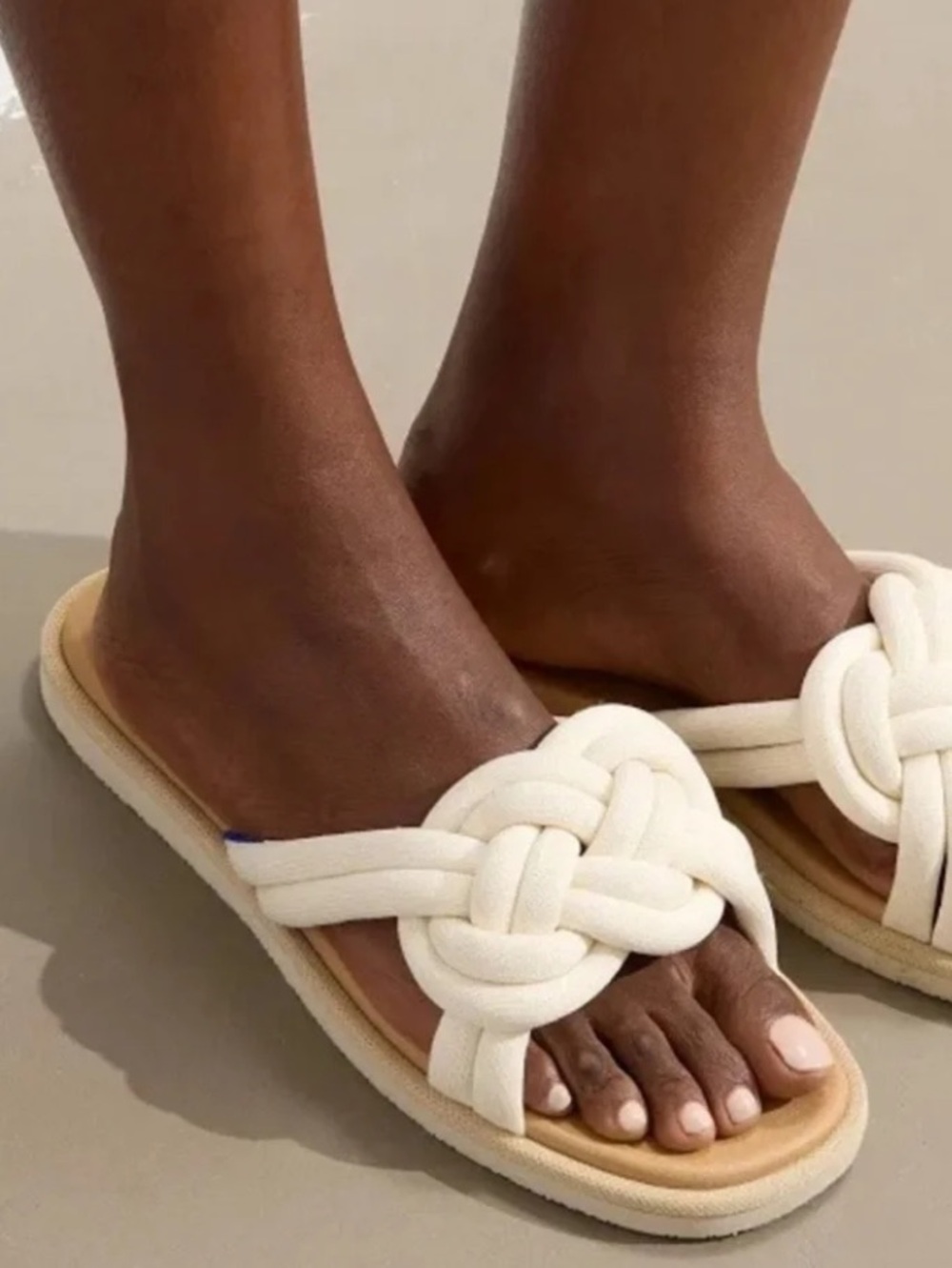 Rothy’s The Summer Sandal Textile Knot sandals Taupe SILVER LUREX brown size 9 - Picture 2 of 4